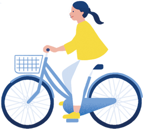 自転車に乗る女性のイラスト